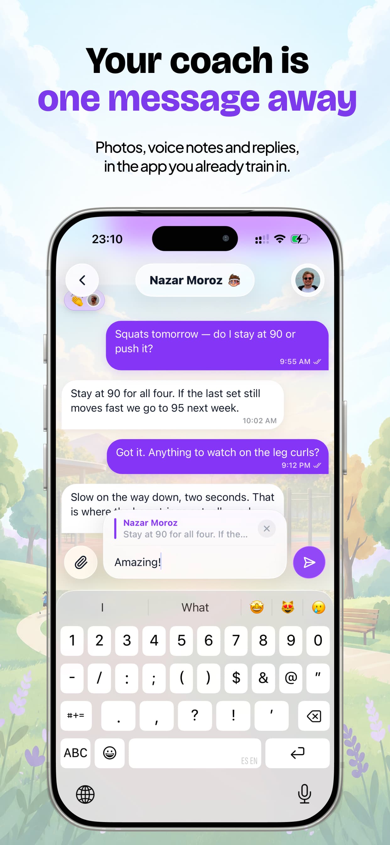 Jimmy Coach in the App Store: a client’s chat with their coach