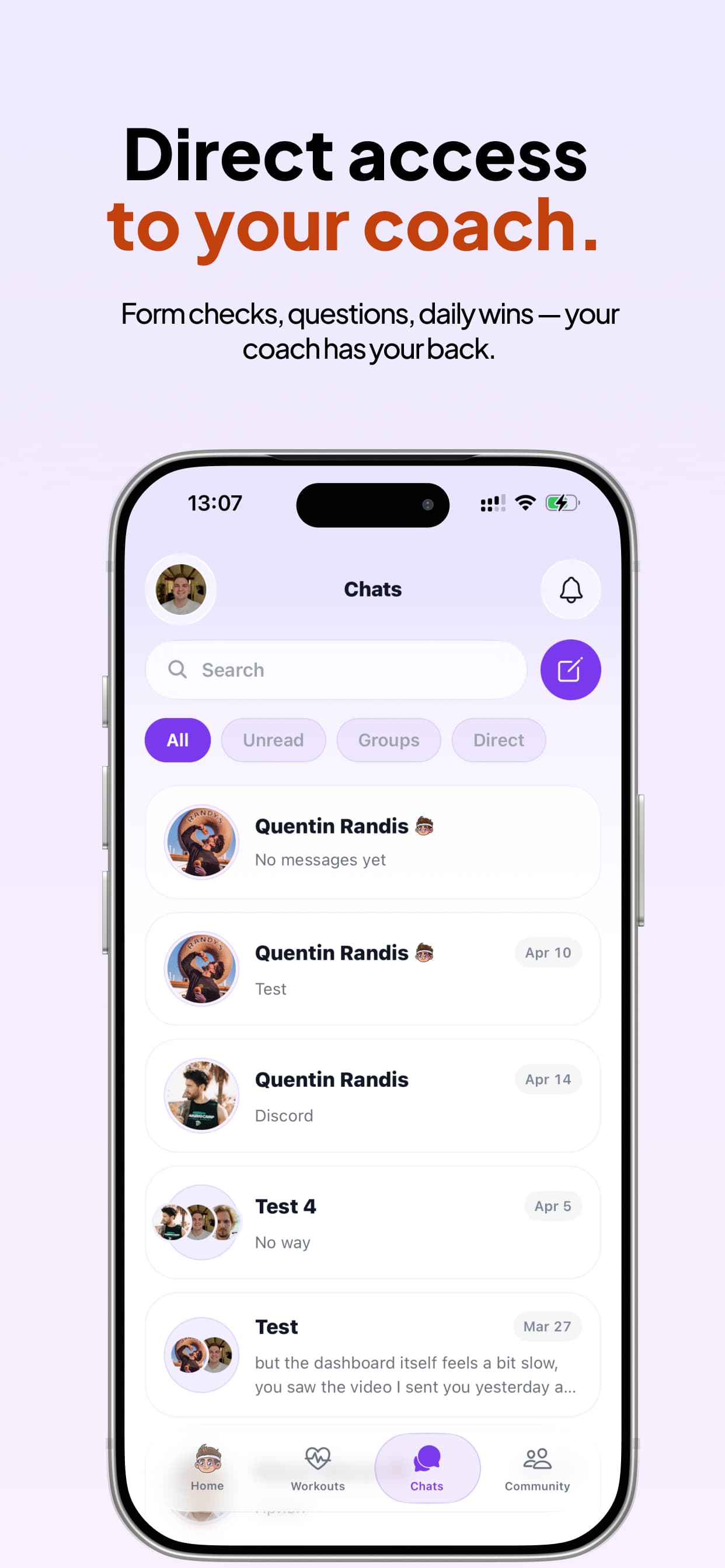 Jimmy Coach: direct chats between a client and their coach